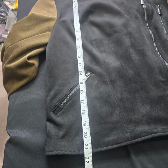 ⭐️Kut from the Kloth Black Olive Green Faux Suede Moto Jacket Sz M - Picture 6 of 7